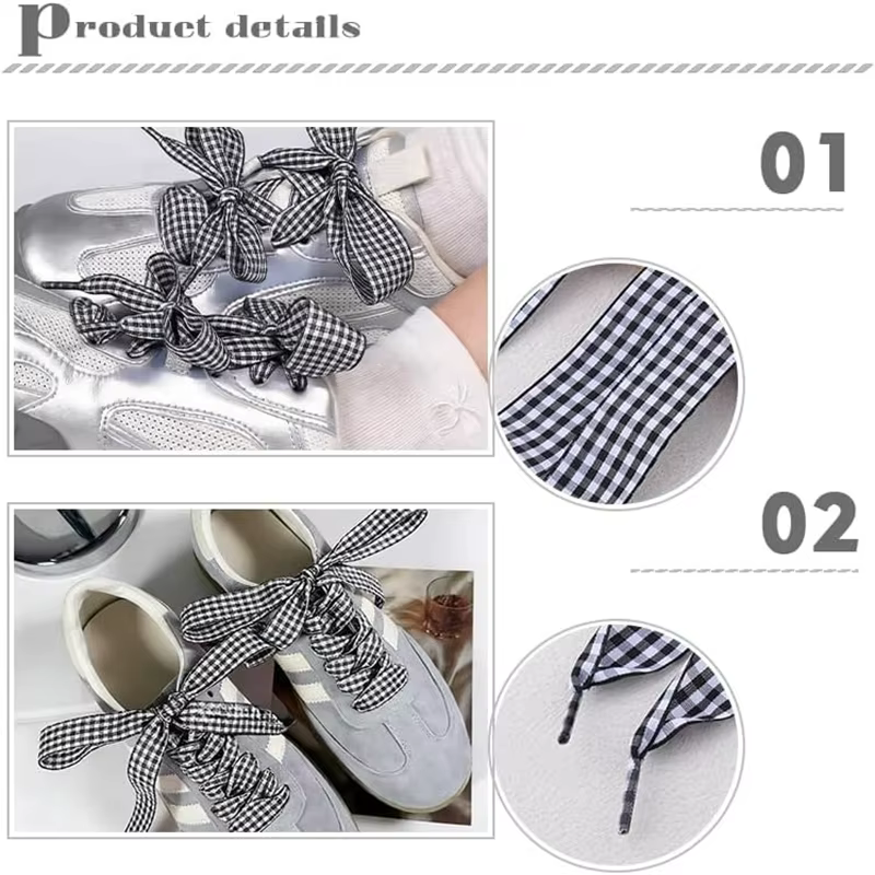 1 Paire de Lacets Mignons à Carreaux Vichy Pastel
