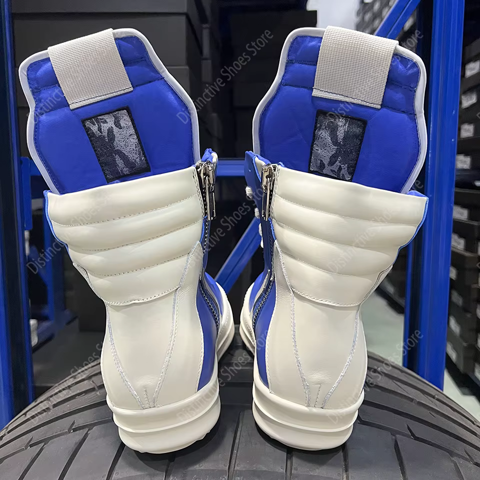 Marque blanc plate-forme haut Premium Sneaker RO chaussures dernier modèle bleu cuir fermeture éclair femmes gothique Punk Streetwear chaussure de mode