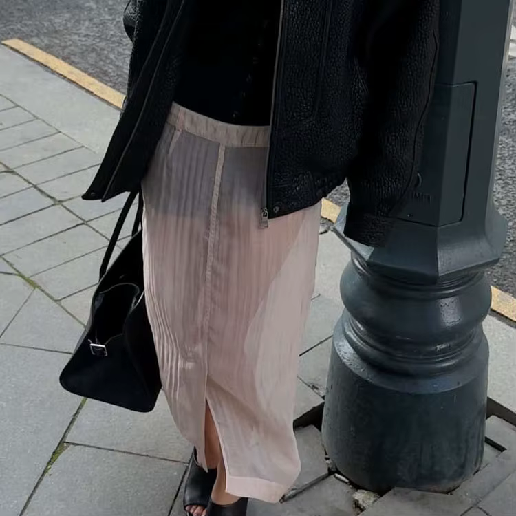 Robe longue sexy rose style Spice Girl pour femme, nouvelle collection été 2026, avec fente avant, effet transparent, taille haute et coupe ajustée aux hanches