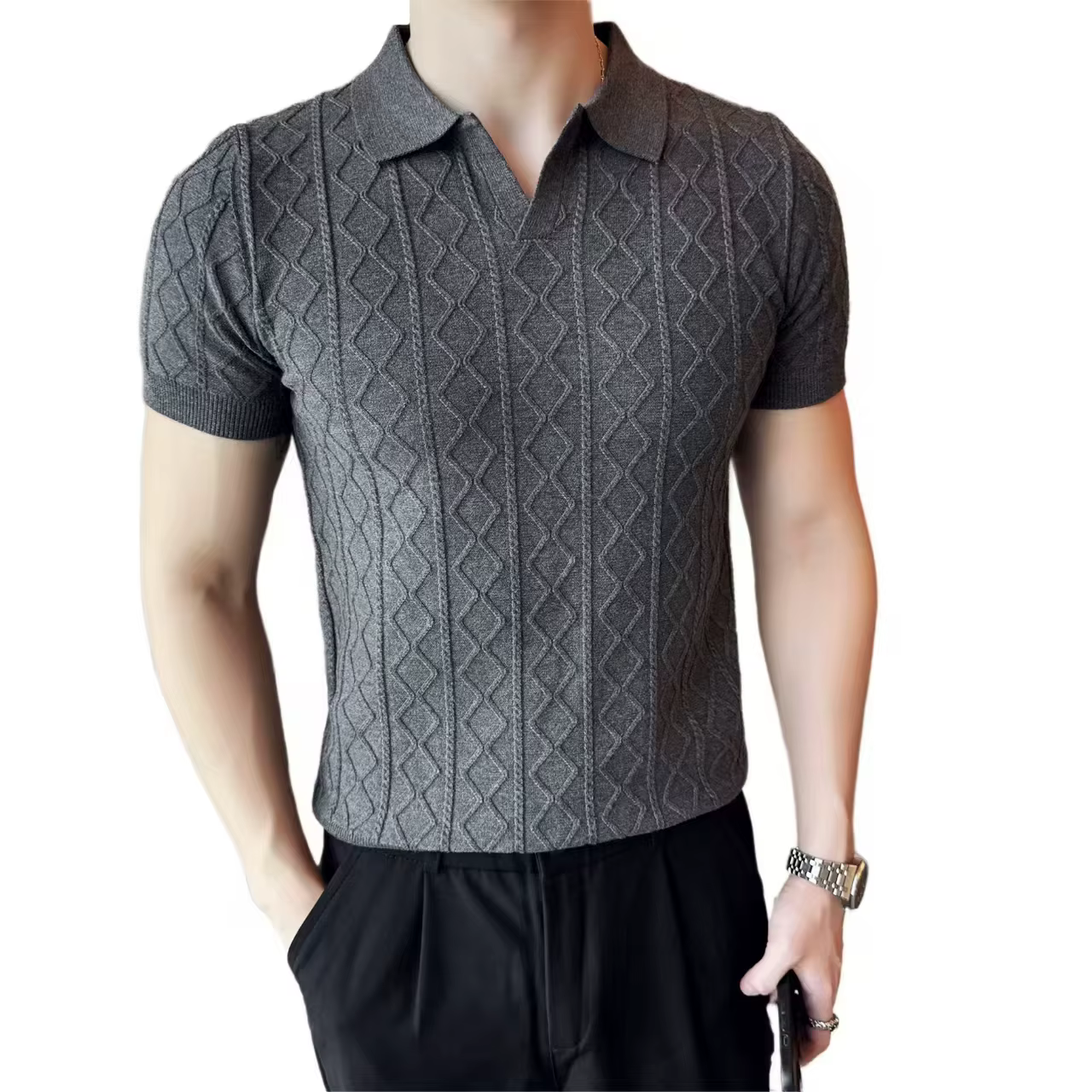 Polo Style chandails pour hommes automne hiver nouveau coupe ajustée à manches courtes hommes Pull décontracté col rabattu tricoté Pull Homme 3XL