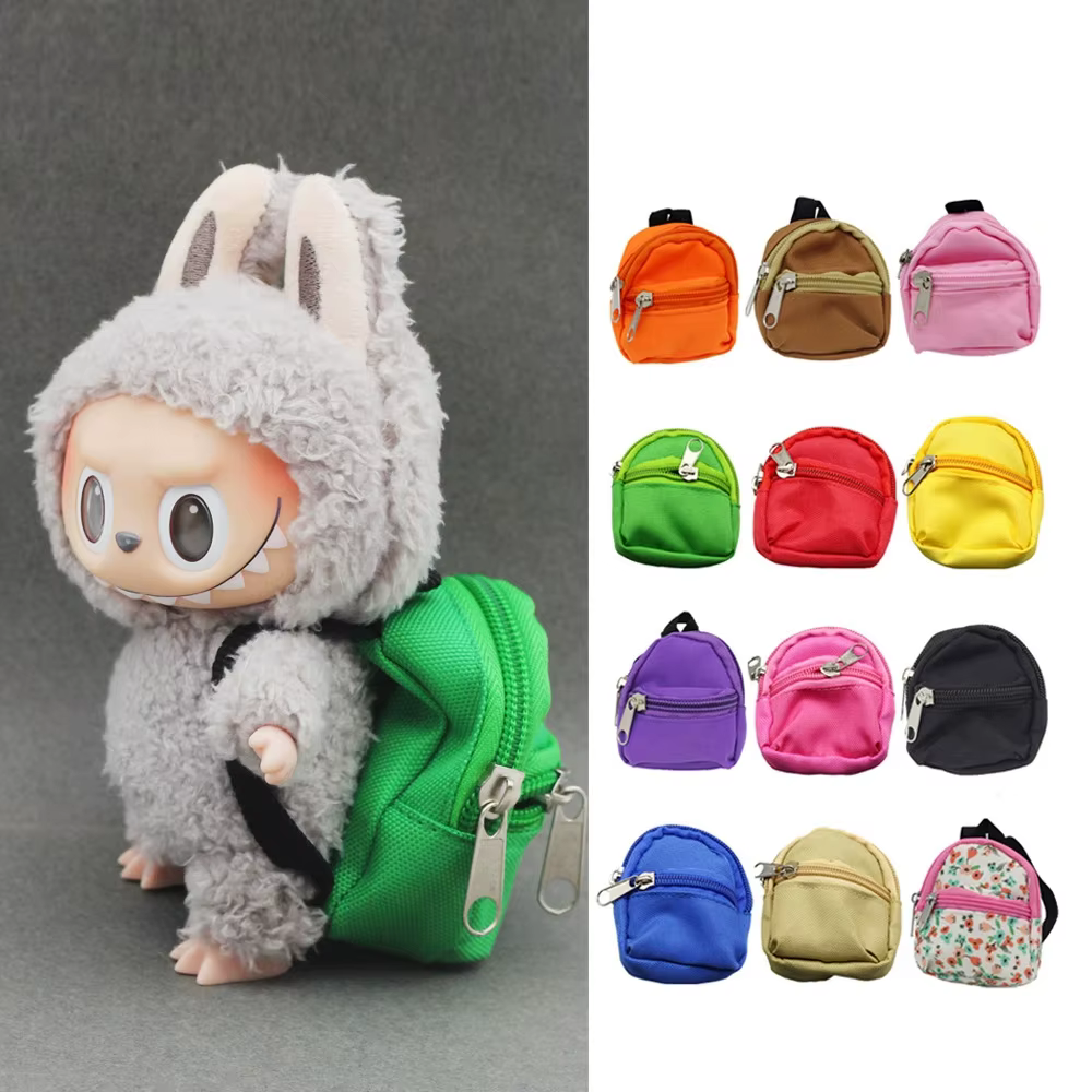 Labubu toile poupée sac à dos accessoires multicolore pour Labubu peluche poupée 1/6 BJD Barbie Blythes Ropa poupée sac jouets accessoires