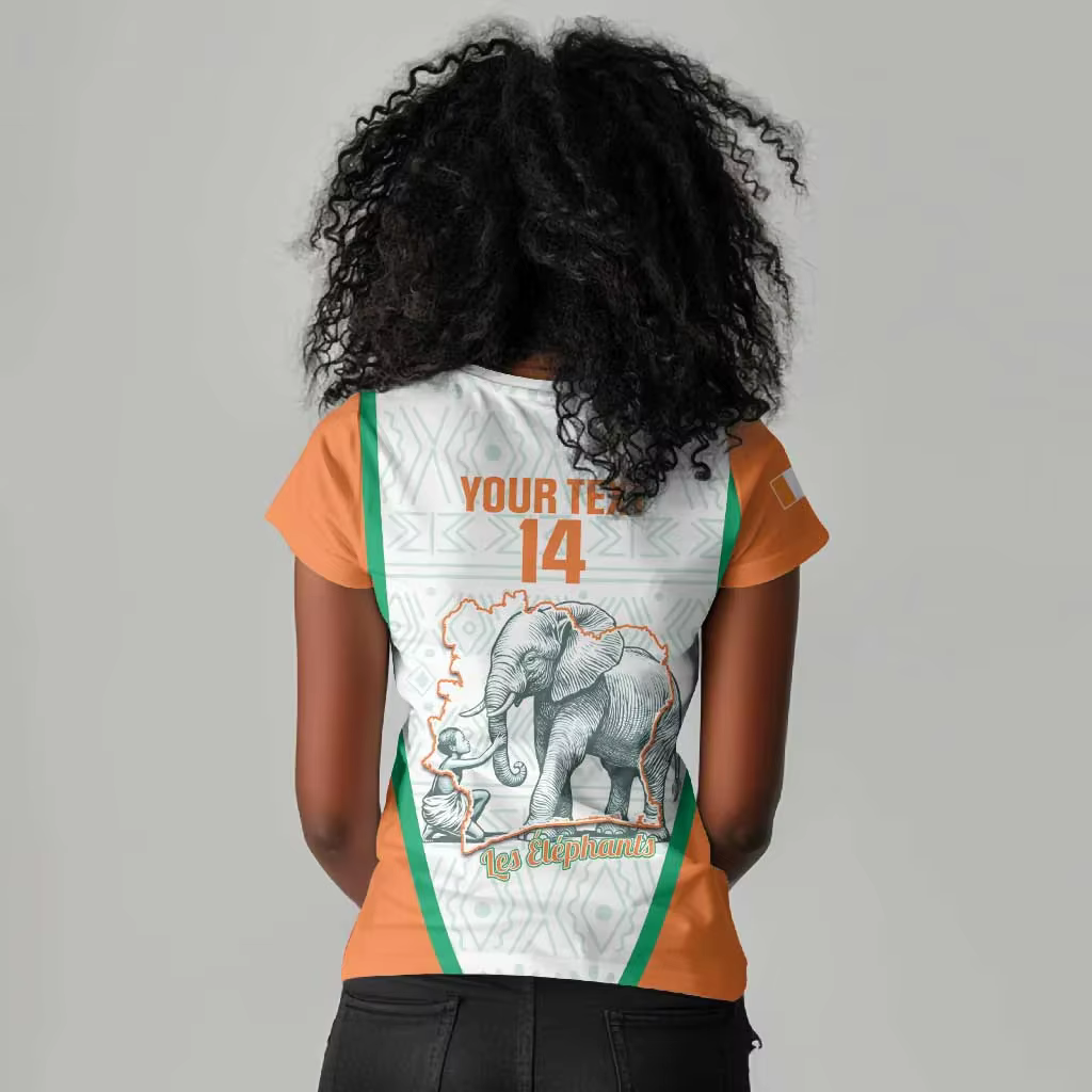 T-shirt décontracté imprimé Côte d'Ivoire pour femme, T-shirt à manches courtes, T-shirt de sport, T-shirt col en V style urbain pour femme
