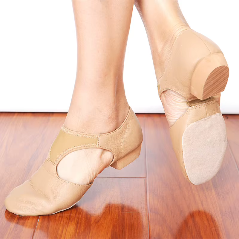 Chaussures de danse Jazz extensibles en cuir véritable pour femmes
