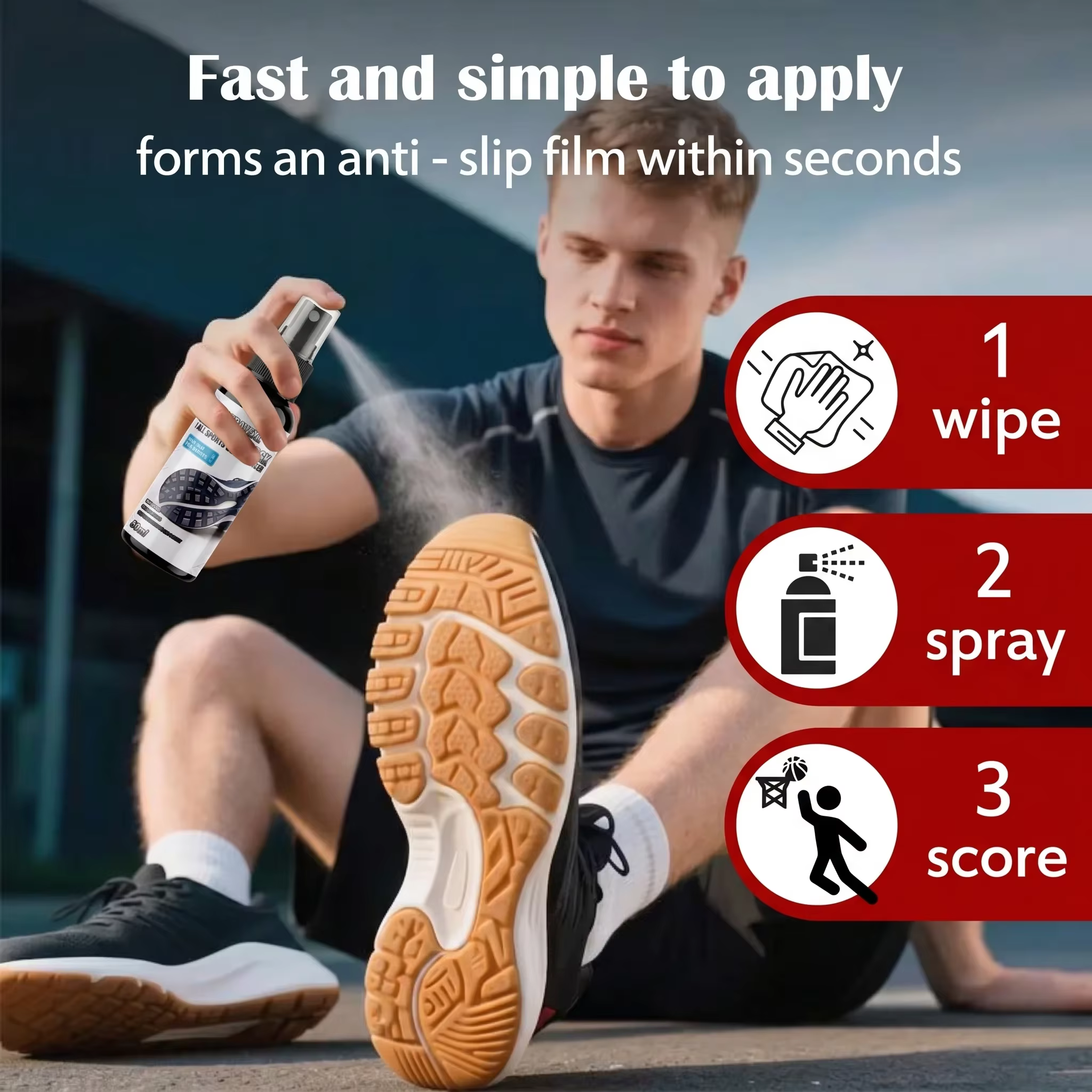Spray Adhérent pour Chaussures 50ml – Améliorateur de Traction Antidérapant – Liquide pour Semelles Antidérapantes –