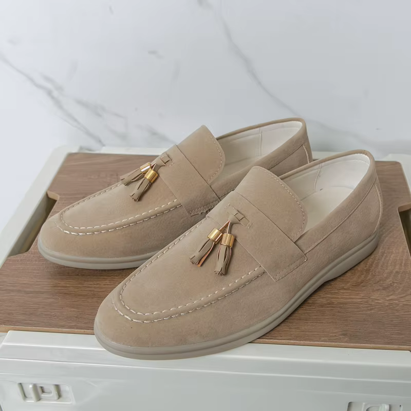 Designer hommes mocassin glands sans lacet mocassins chaussures en cuir suédé