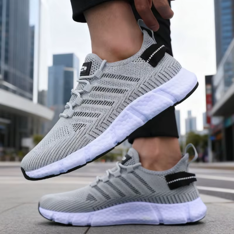 Chaussures de course pour hommes léger à semelles souples maille respirant à lacets