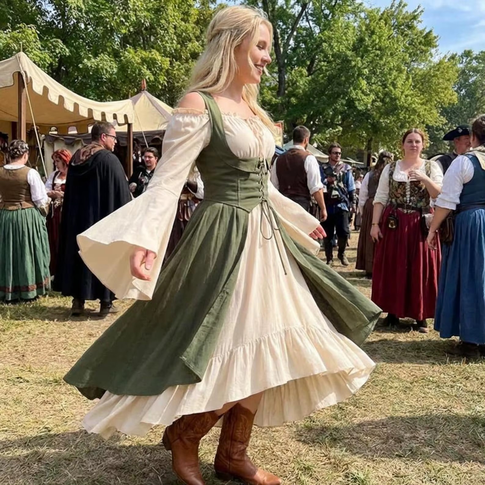 Robe Renaissance pour femmes, robe médiévale avec laçage de corset, costume de fée fantastique