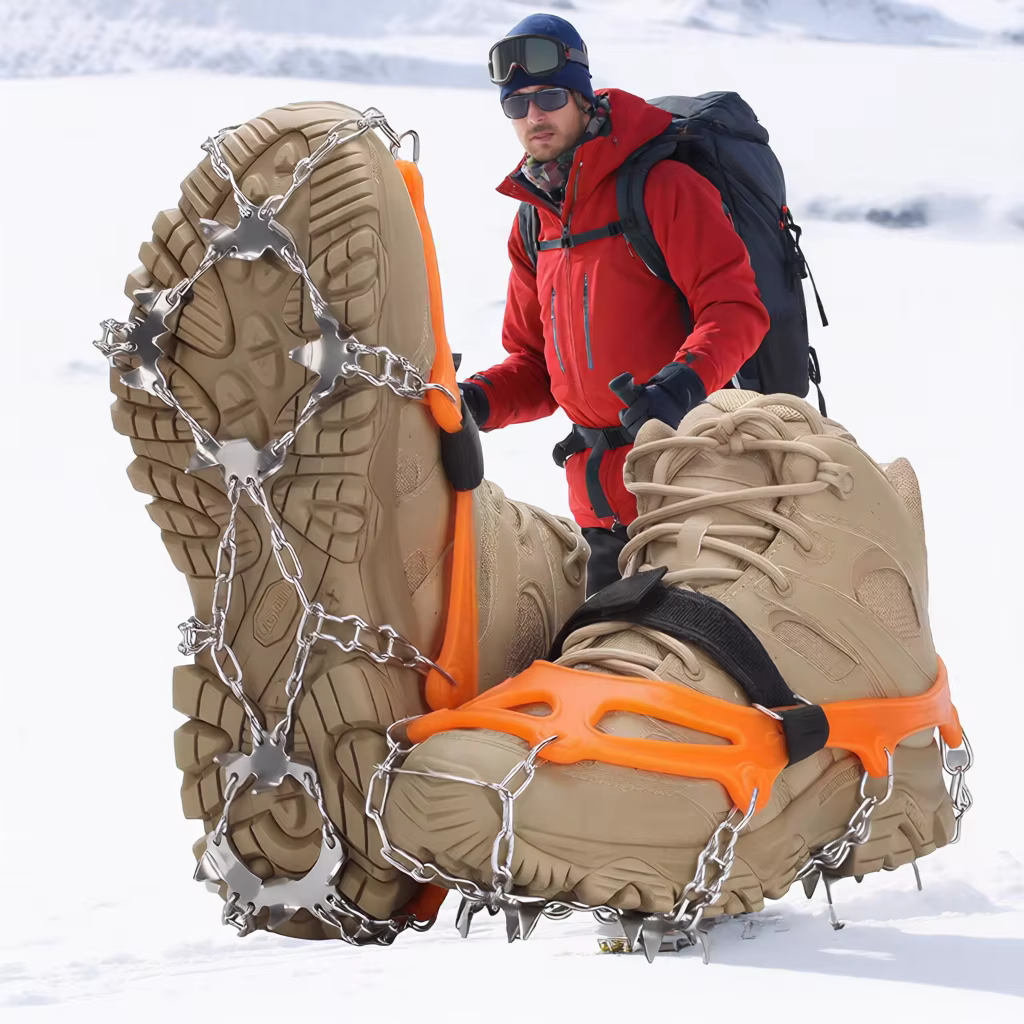 Crampons antidérapants TOSUOD à 19 pointes pour chaussures, randonnée en plein air, escalade, crampons à neige, chaîne en acier inoxydable, acier au manganèse