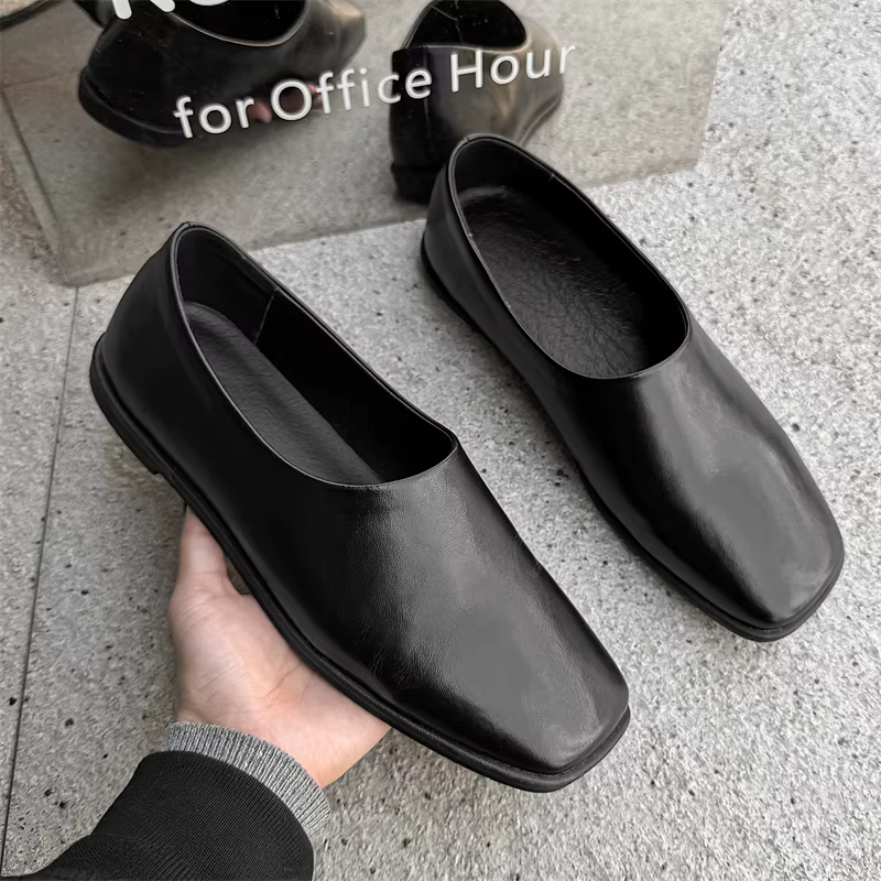 Chaussures de bureau en cuir véritable à fond souple pour hommes