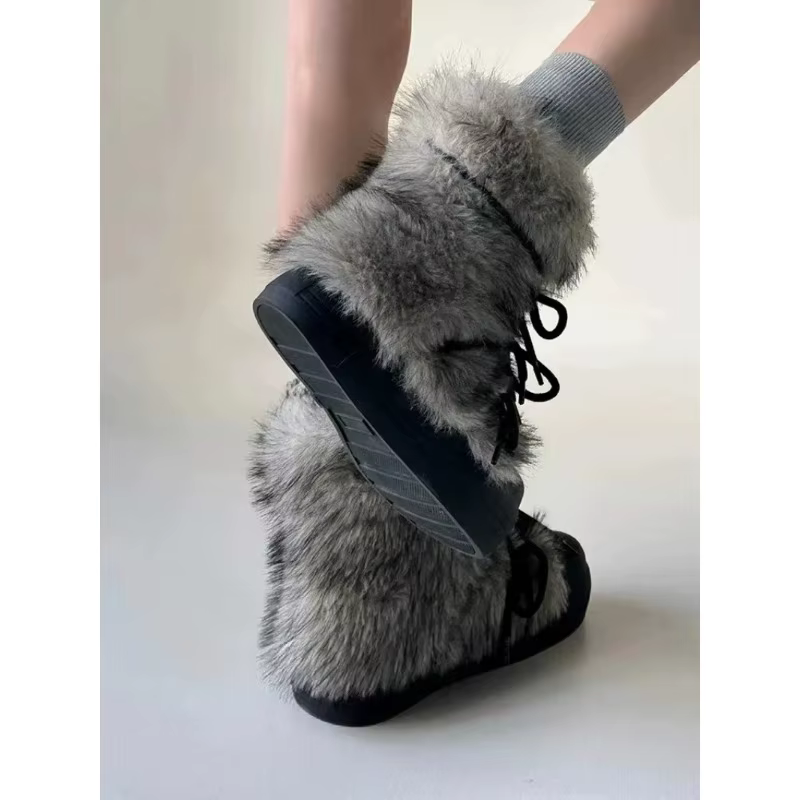 Fourrure femmes neige bottines appartements plate-forme chaussures chaudes femme concepteur hiver nouvelle tendance en peluche décontracté confortable baskets