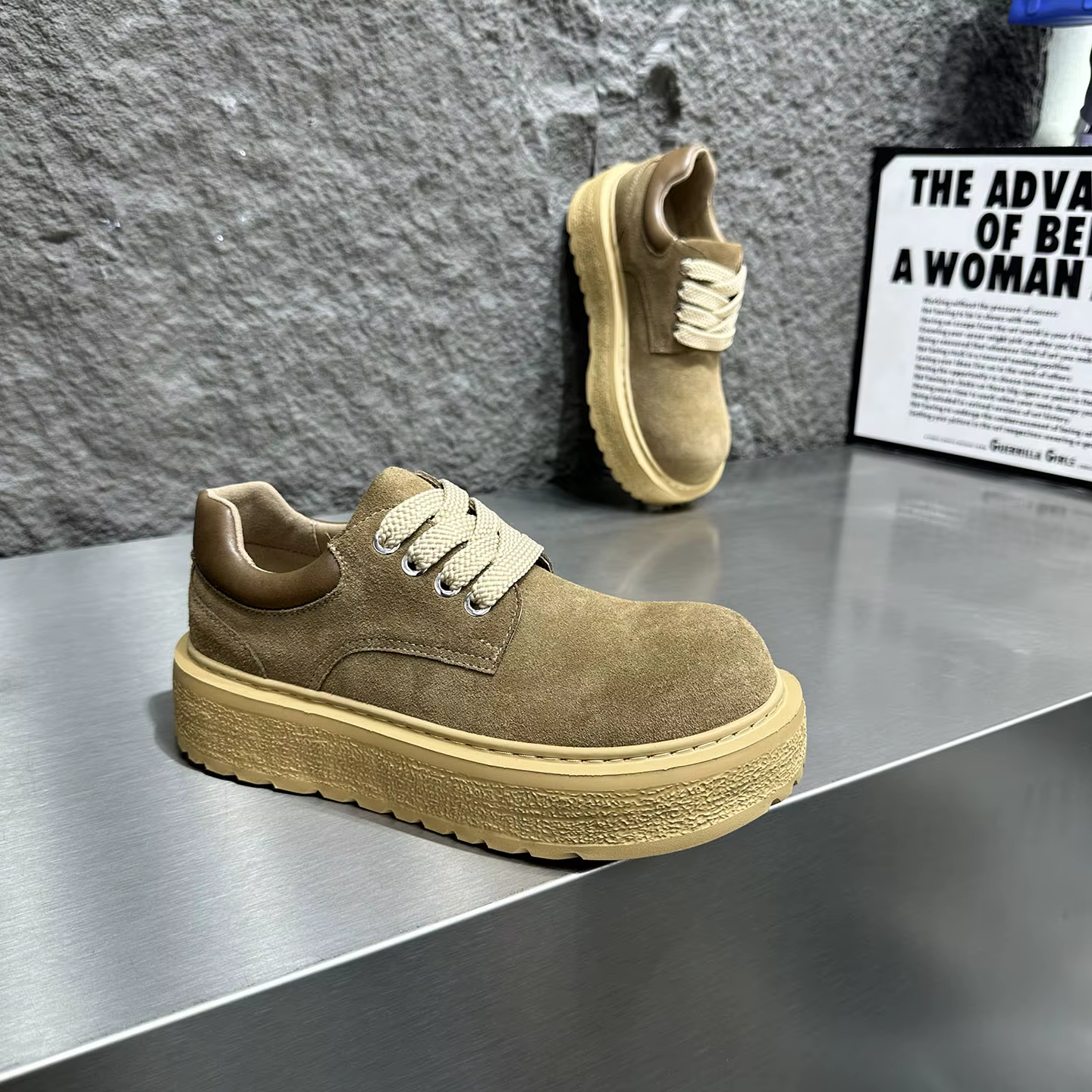 Chaussures Derby Rétro Style Britannique 2026 pour Hommes - Plateforme Rehaussante Antidérapante et Résistante à l'Usure