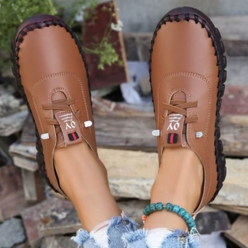 Mocassins à plateforme en cuir à lacets pour femmes