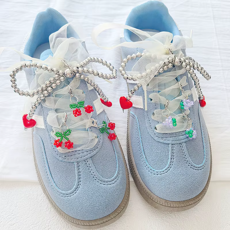Lacets de chaussures en perles de raisin cerise