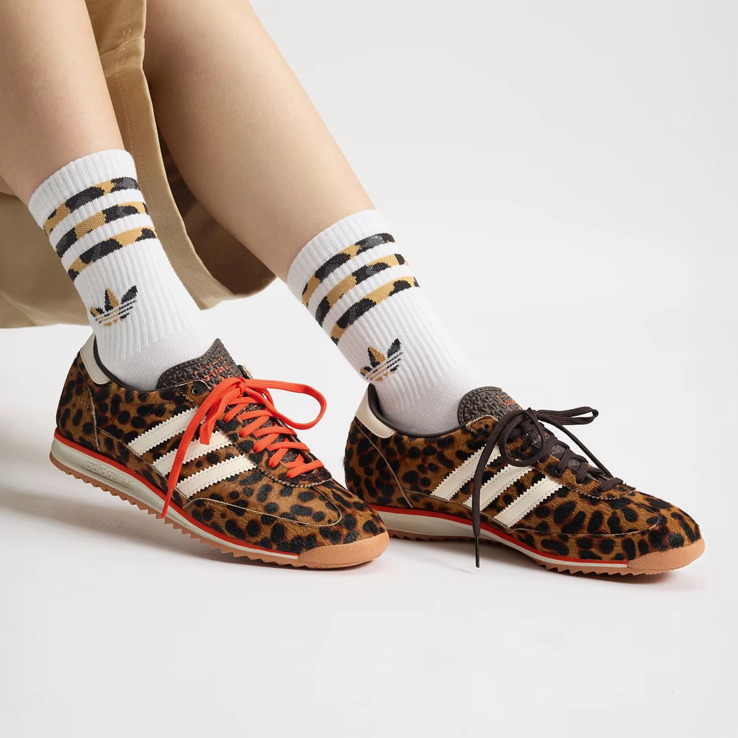Adidas véritable trèfle femme imprimé léopard chaussures de sport durables et à la mode JI0189