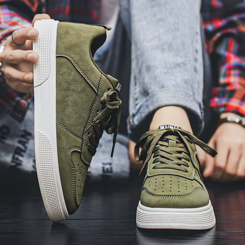 Baskets basses vertes pour hommes