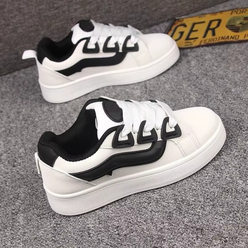 Nouvelles Chaussures Vulcanisées Noires pour Femmes 2025 – Baskets Décontractées à Plateforme Style Vintage Sportif