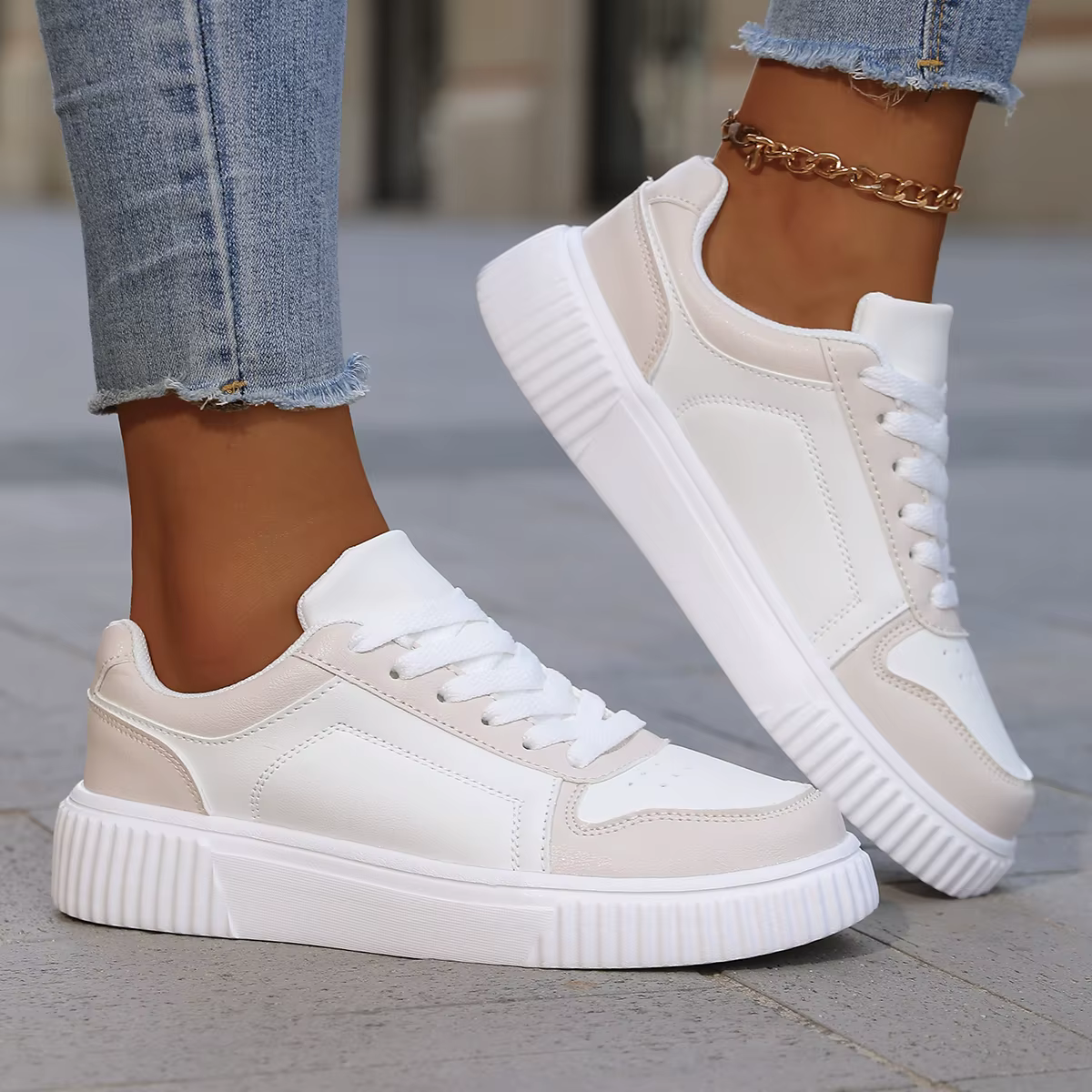 YRZL femmes baskets automne blanc chaussures léger semelle épaisse antidérapant Skatebaord