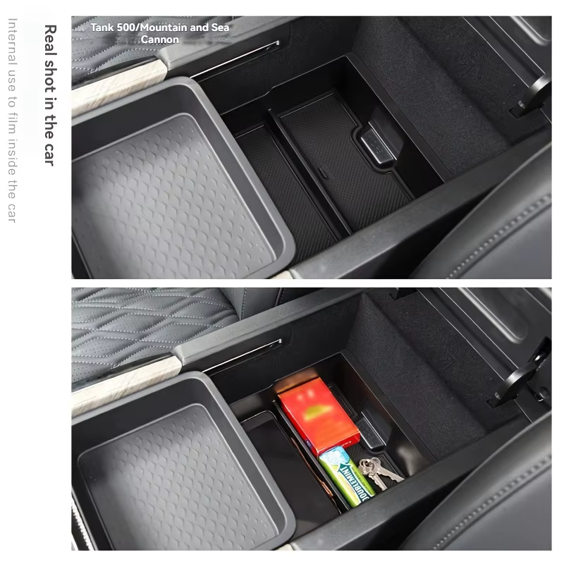 Accessoires d'intérieur de voiture plateau de Console centrale accoudoir boîte de rangement diviseur ABS noir plateau de voiture fonctionnel pour réservoir Great Wall 500