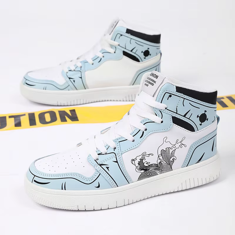Baskets montantes en cuir plat pour hommes