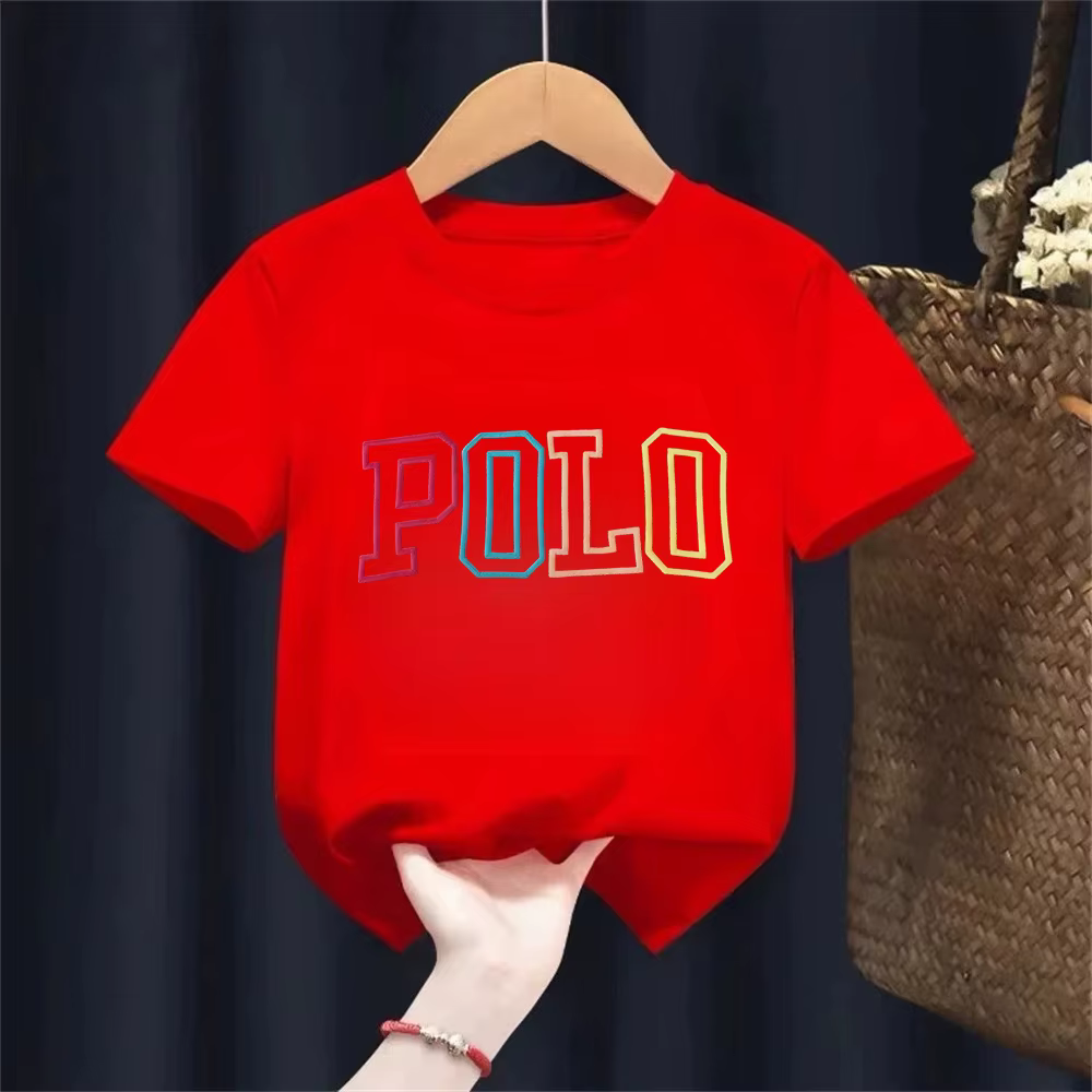 Polo tendance à imprimé lettres, décontracté et polyvalent, adapté à la tenue quotidienne des filles, t-shirt d'été pour enfants, 100% pur coton, style coréen