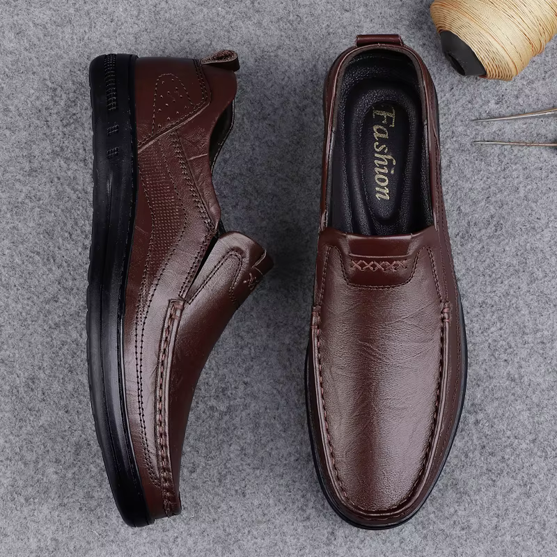 Mocassins italiens en cuir véritable pour hommes