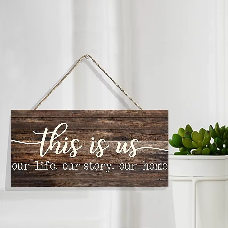 Décor mural rustique This is us, plaques d'art en bois, signe de porte pour la maison, salon, décor de cuisine