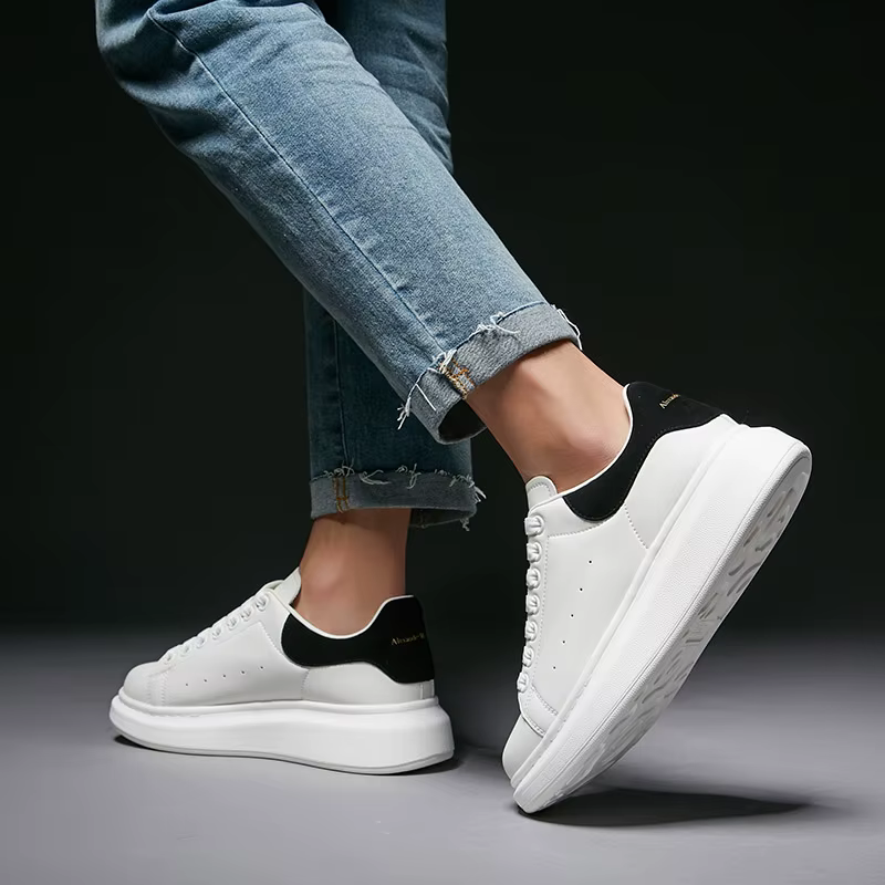 Sneakers plateforme blanches de luxe pour hommes