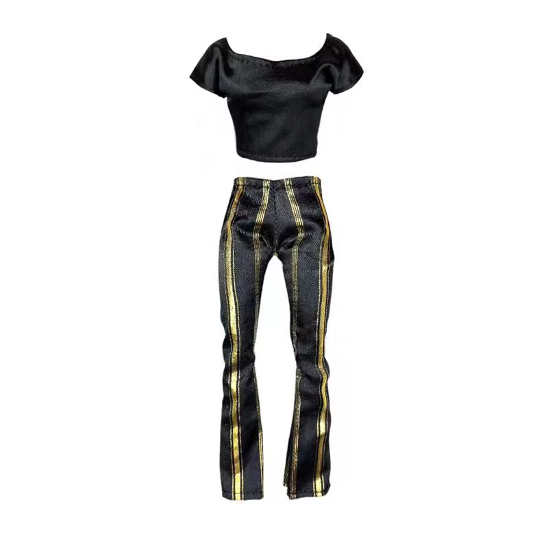 Ensemble de vêtements de poupées de créateurs noir et doré pour poupée Barbie de 30 cm, accessoires, chaussures habillées pour poupées 1/6, cadeau de noël pour filles