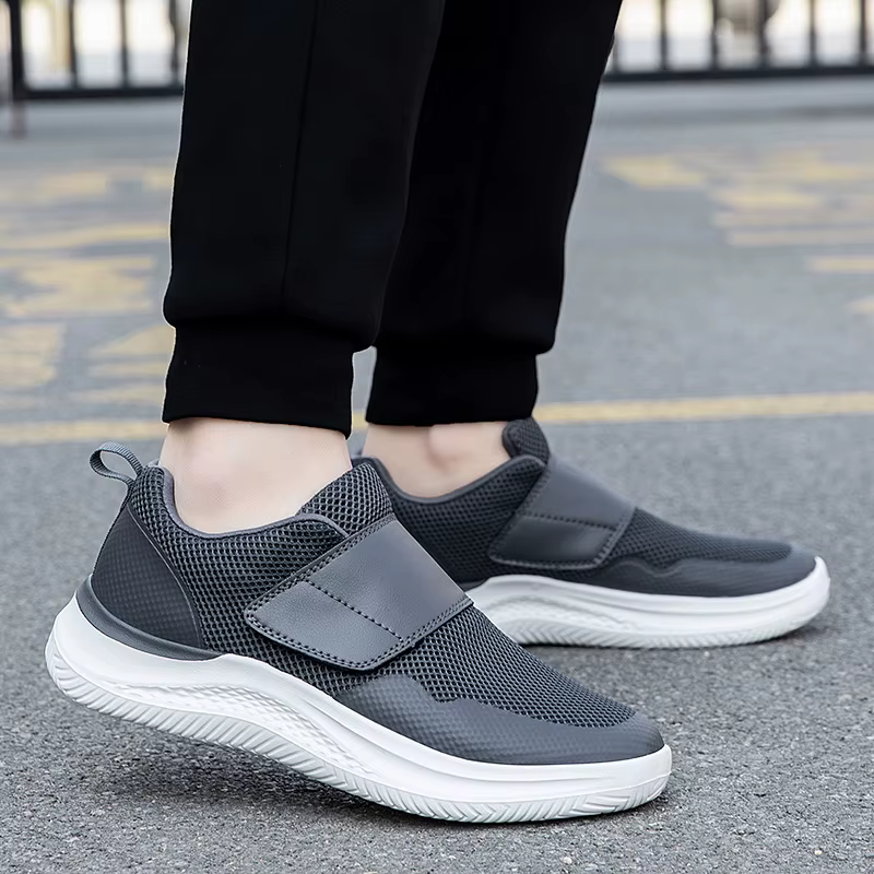 Hommes orthopédiques pieds larges gonflés marche chaussures décontractées pouce éversion réglage doux confortable