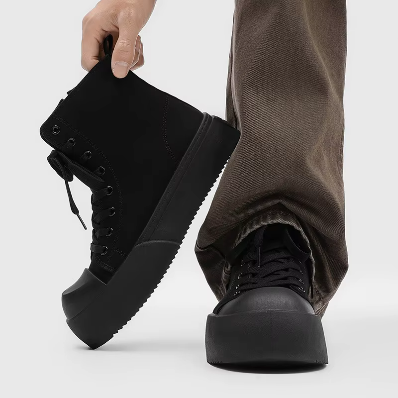 Plate-forme haut chaussures en toile pour hommes tendance grande tête décontracté