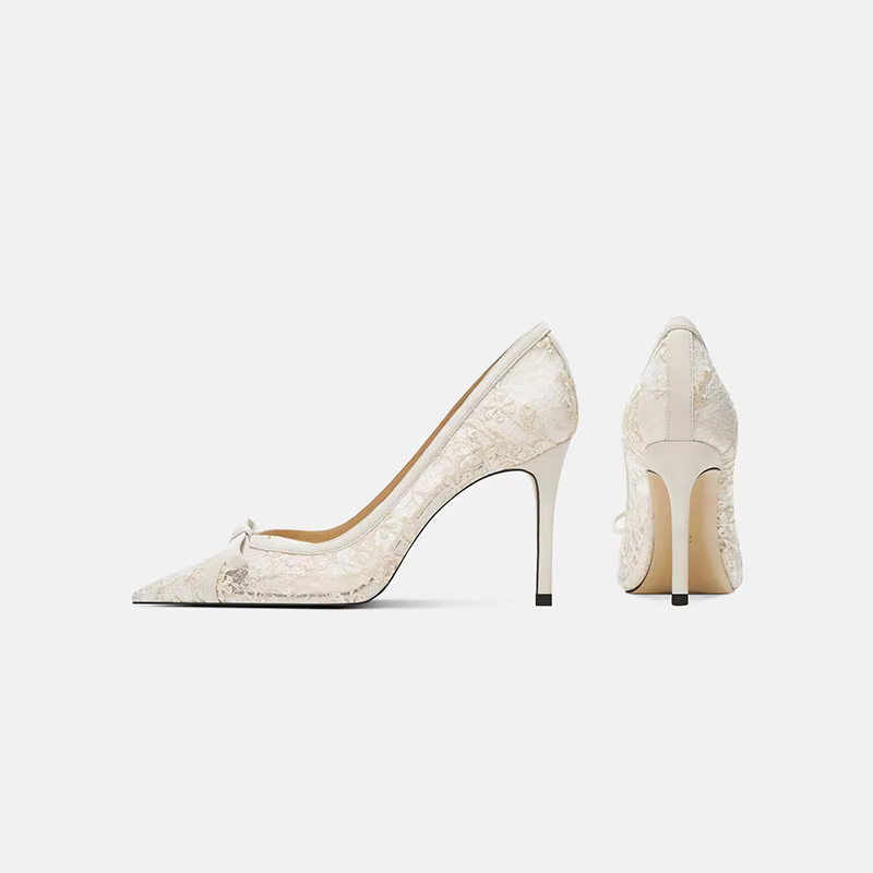 Chaussures sexy en dentelle et peau de mouton pour femmes
