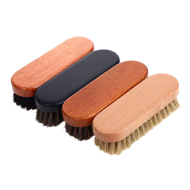 Brosse en bois de crin de cheval, soin et nettoyage des chaussures en cuir, poignée 1 pièce, détails du tableau de bord, brosse de polissage et de nettoyage