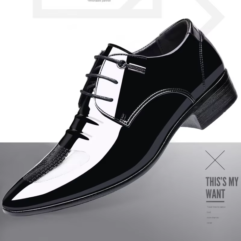 Chaussures Oxford de Luxe en Cuir Verni Respirant pour Homme