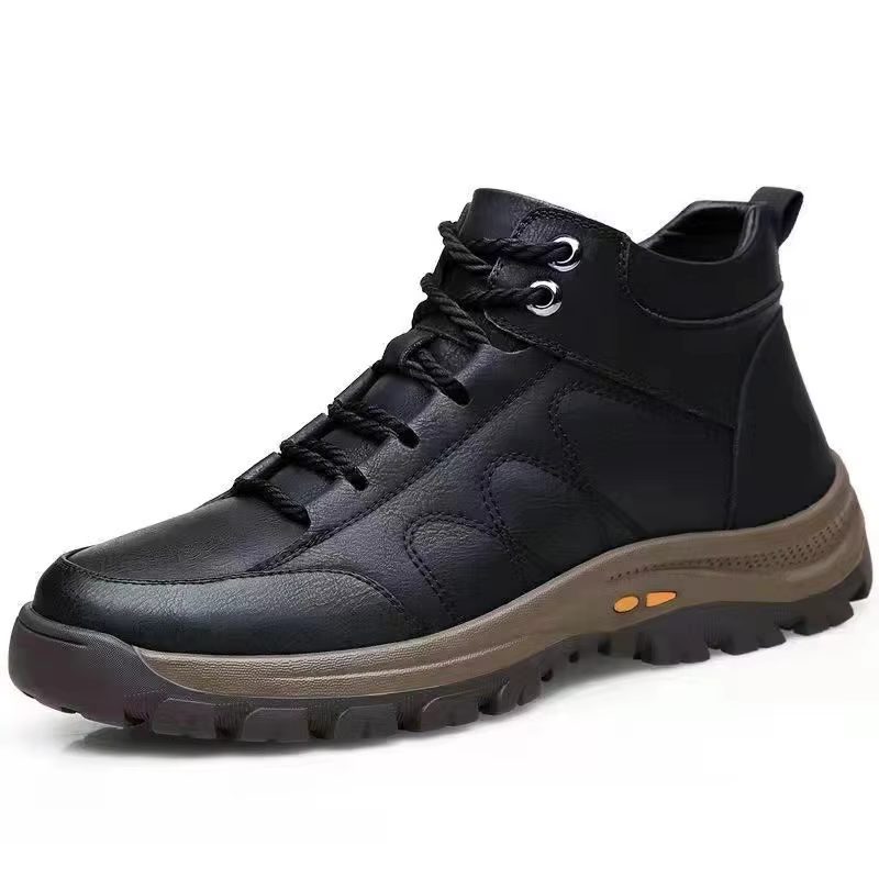 Baskets d'hiver montantes doublées en cuir pour hommes