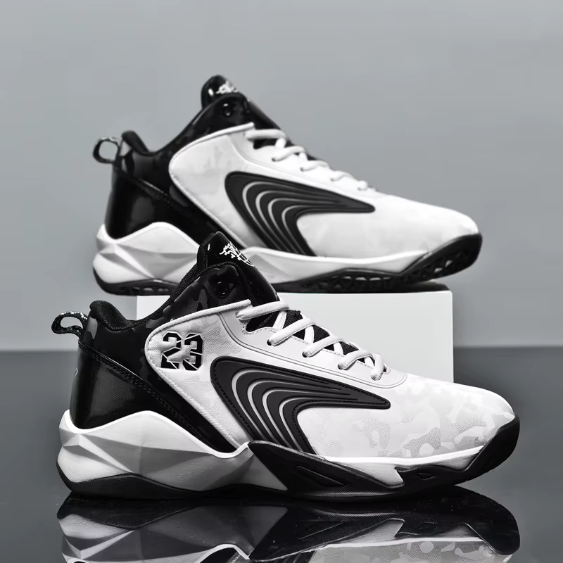Chaussures de basket-ball pour hommes, chaussures de sport plates et confortables, résistantes à l'usure, à rebond, antidérapantes, à amorti, bottes d'entraînement