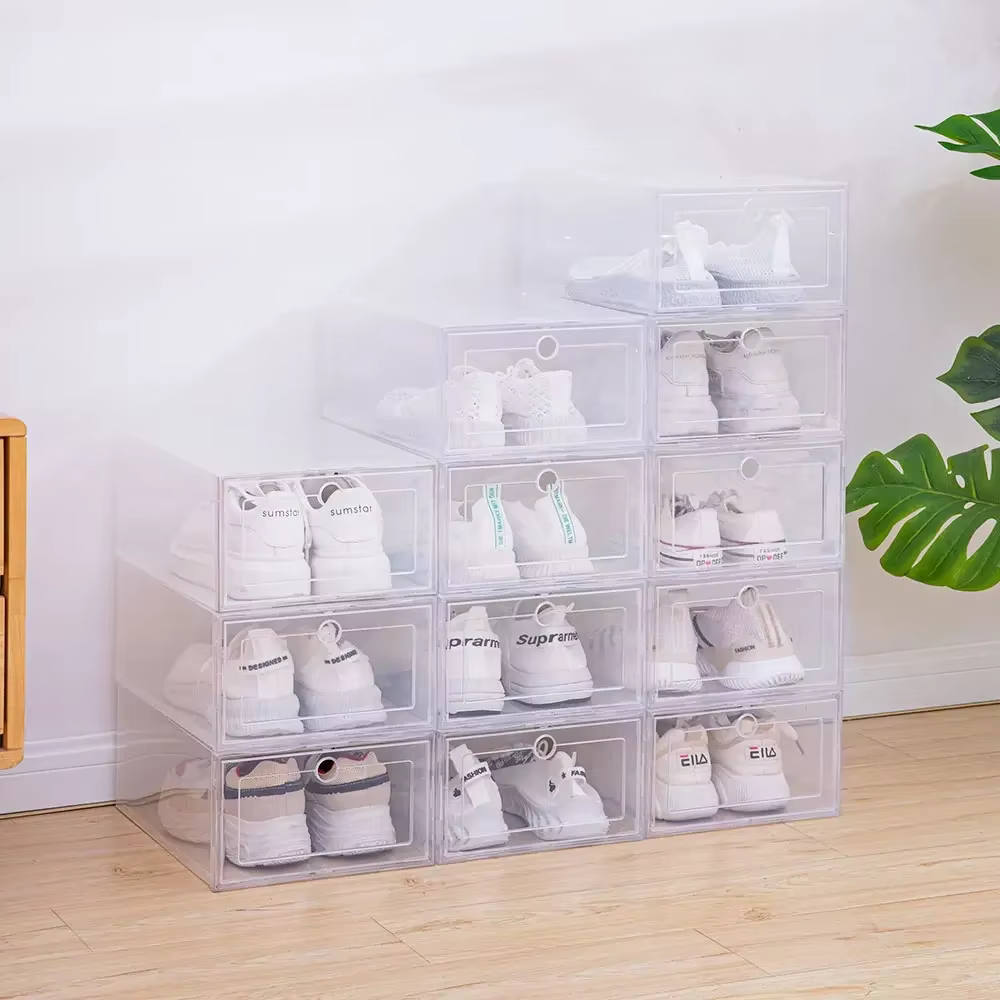 Boîte à Chaussures Transparente en Plastique Empilable