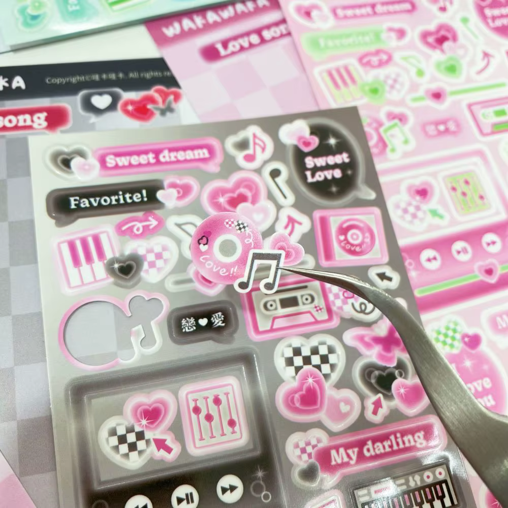 SCRAPBOOK musique autocollant décoratif coréen bricolage téléphone bagages moto ordinateur portable flocons idole carte déco autocollant