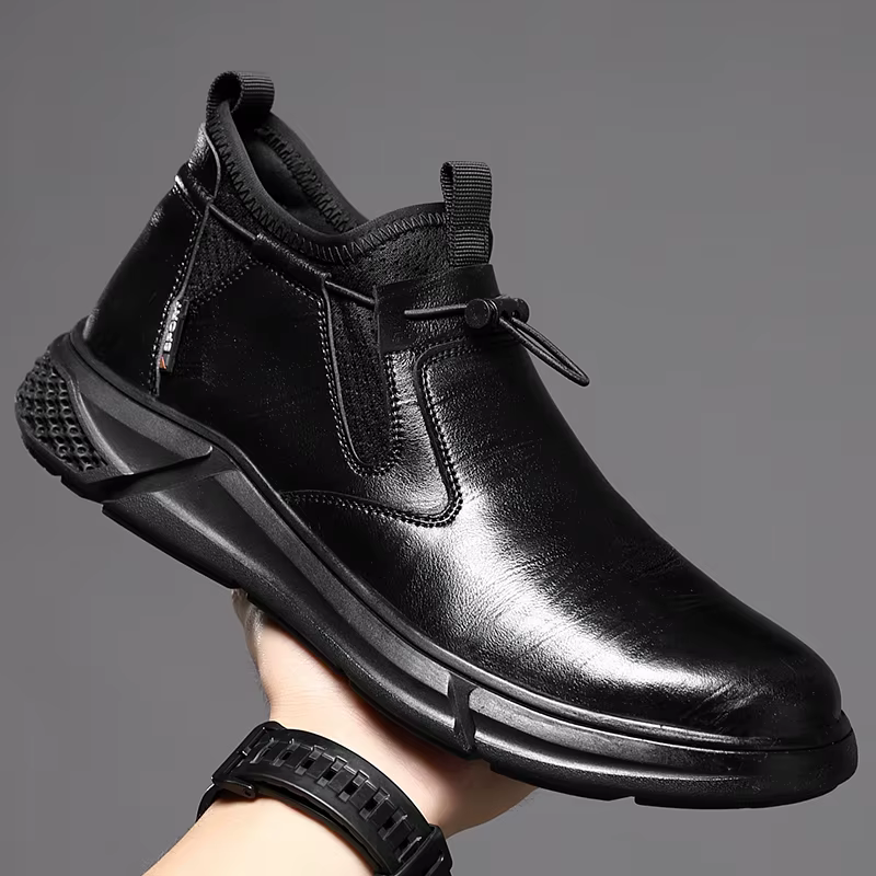 Chaussures de travail de sécurité imperméables en cuir noir pour hommes
