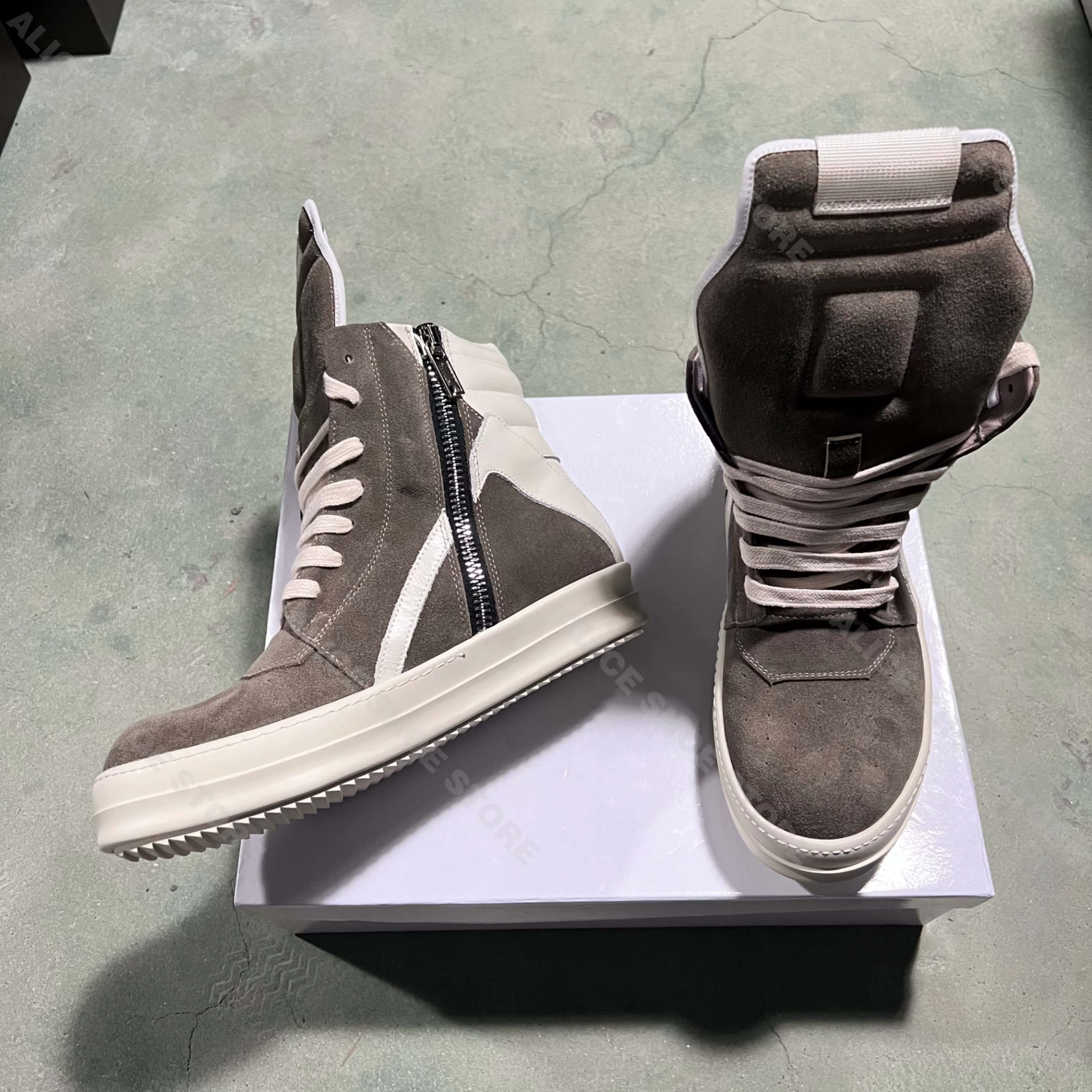 Marque décontracté hommes chaussure haut femmes Sneaker qualité marron Geobasket vache daim fermeture éclair luxe semelle épaisse plat bottine