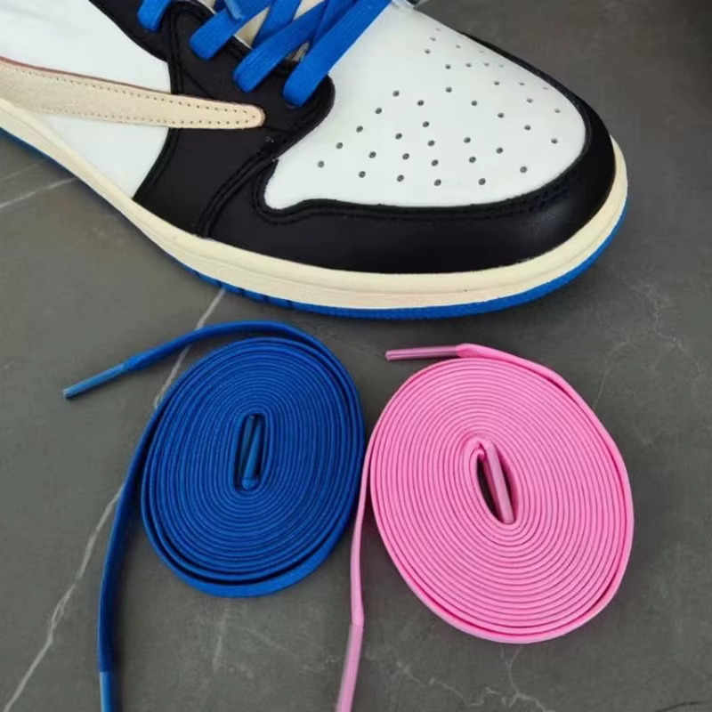 Lacets plats en coton ciré bleu rose hommes femmes tendance personnalité baskets Sport décontracté basket-ball foudre
