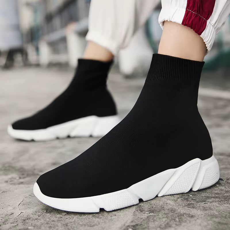 Chaussettes montantes baskets pour hommes femmes classique noir