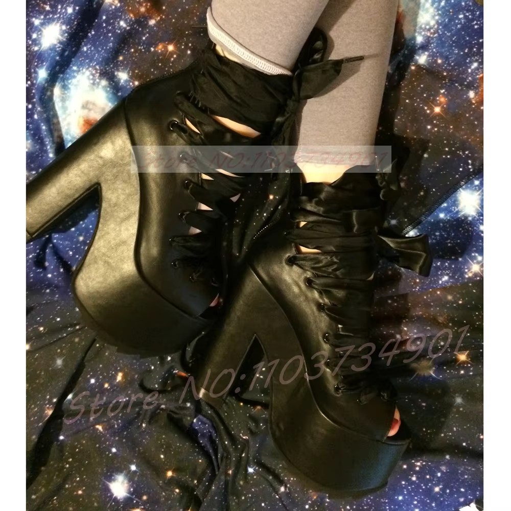 Bottes sandales Y2K rose à plateforme et bout ouvert pour femme