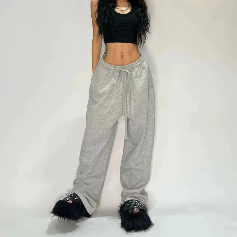 Pantalon de survêtement de Style américain pour femmes, nouveau Style, ample, droit, polyvalent, décontracté, jambes larges, Long, printemps automne 2025