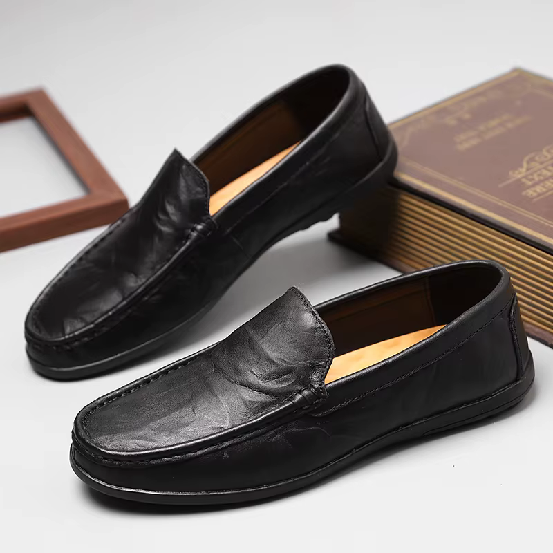 Chaussures de conduite décontractées en cuir pour hommes