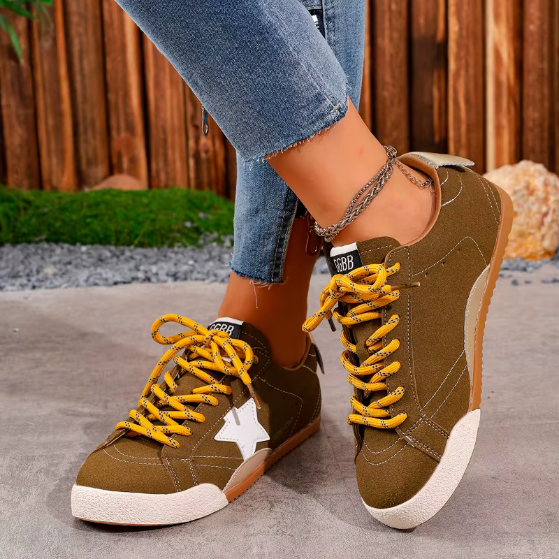 Rétro en cuir véritable Deqin chaussures femmes baskets 2025 nouveau Style polyvalent porté fond plat sport décontracté