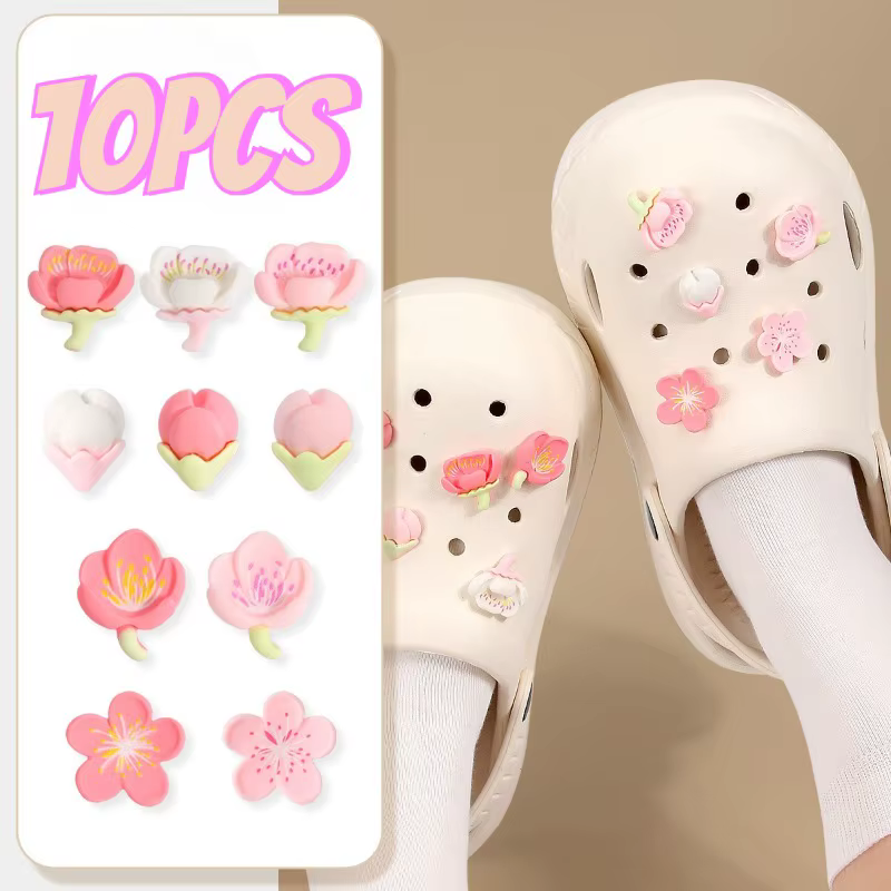10 Breloques Romantiques Fleurs de Cerisier pour Sabots