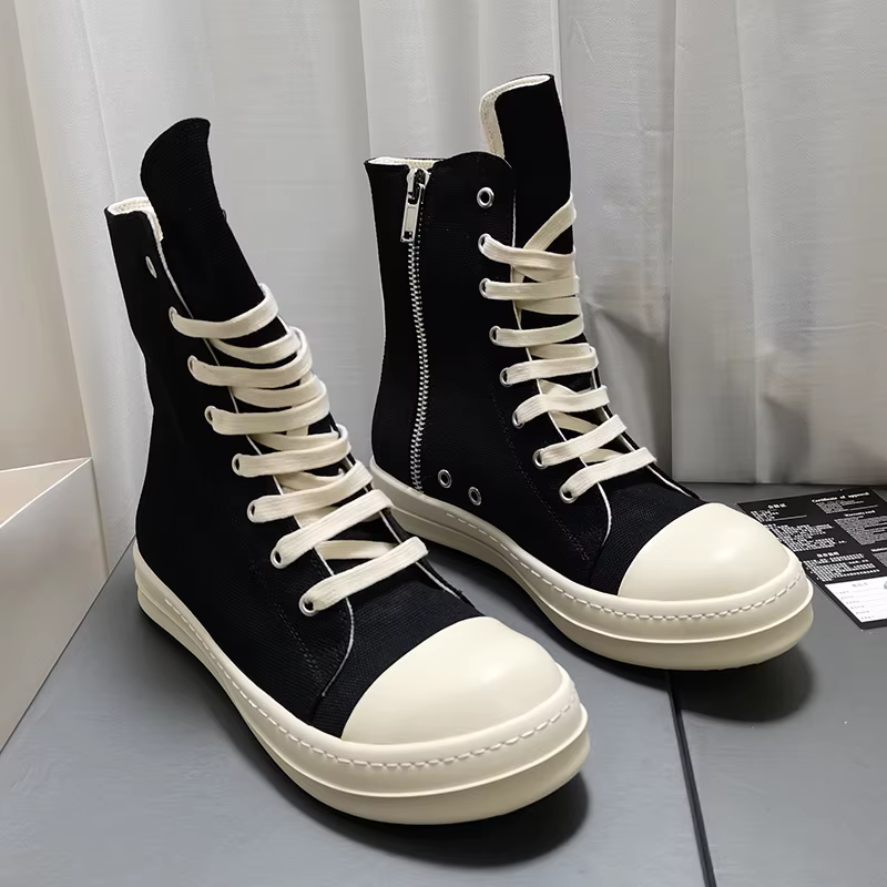 YETTIES Baskets montantes en toile unisexes | Chaussures d'été zippées à semelle épaisse | Plimsolls décontractés à