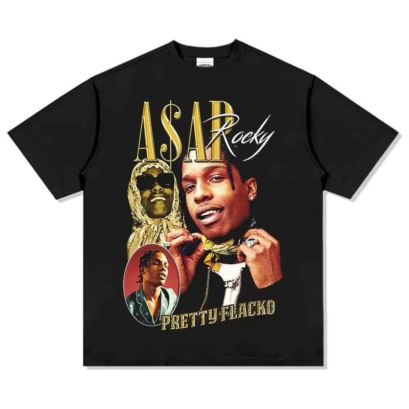 T-shirt en coton avec portrait graphique ASAP Rocky