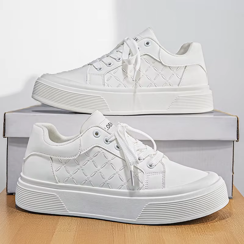 Chaussures de skate à plateforme épaisse pour hommes | Tissu matelassé