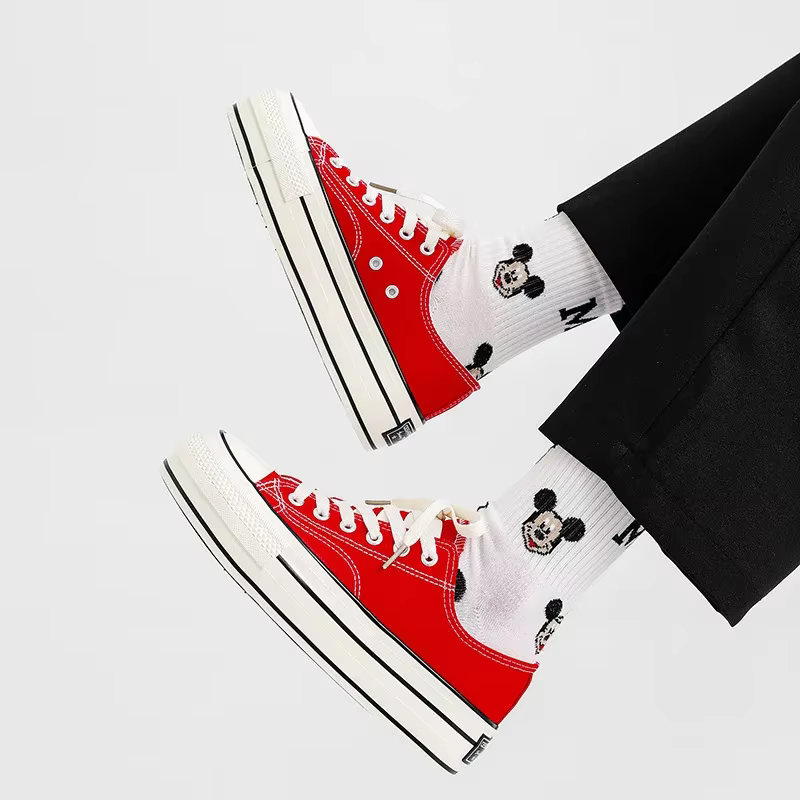 Chaussures basses en toile à semelle épaisse pour femmes
